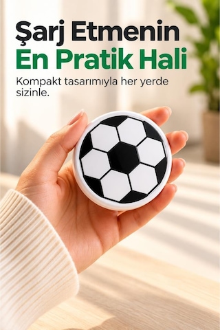 Torima Kablosuz Şarj Cihazı Futbol Topu Görünümlü 15w Hızlı Şarj Pad Mc07 Beyaz
