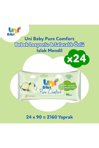 Uni Baby Pure Comfort Bebek Losyonlu & Salatalık Özlü Islak Mendil 24'Lü 2160 Yaprak