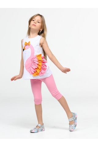 Flamingo Fırfırlı Tunik Takım - Pembe