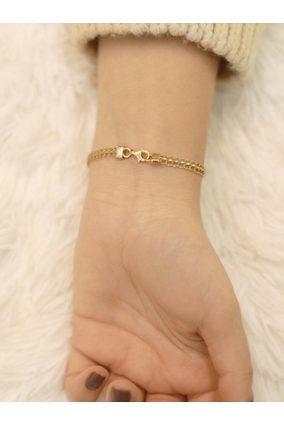 14 Ayar Altın Viyana Zincir Oval Baget Bileklik Altın