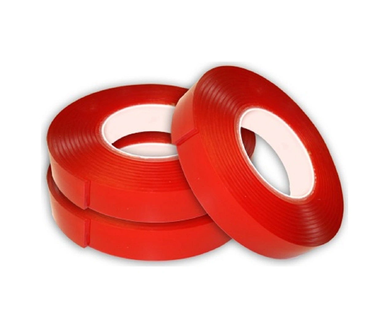 Silikonlu Şeffaf Kırmızı Taşıyıcılı Taraflı Çift Bant 33 M. Uzunlğunda 18 Mm. Eninde 33x18