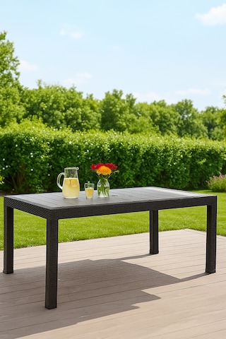 Rattan 90x150 Camsız Antrasit Masa