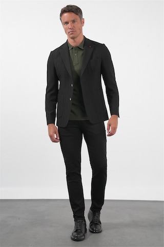 İmza Siyah Siyah Mono Yaka Gofreli 6 Drop Slim Fit Esnek Ceket 1002260150