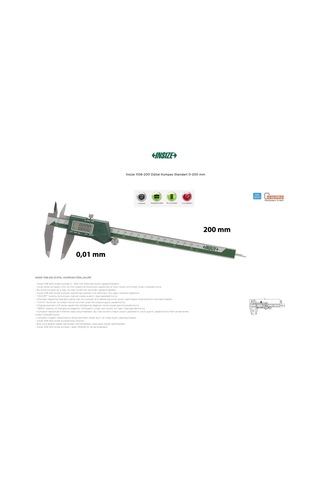 Insize 1108-200 Dijital Kumpas Standart 0-200 Mm