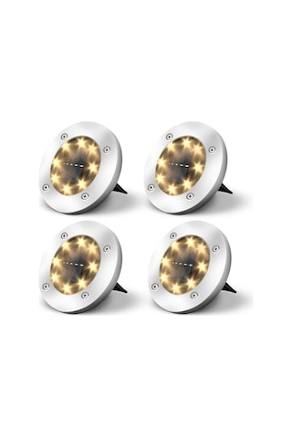 Solar Lights Dış Mekan Bahçe Tavan Lambası, Güneş Enerjisiyle Çalışan 8 Led, Peyzaj, Yürüme Yolu, Çim, Merdiven Güvertesi, Bahçe Dekorasyonu İçin, Sıcak 4'lü Paket Enerji Sınıfı A+++ Enerji