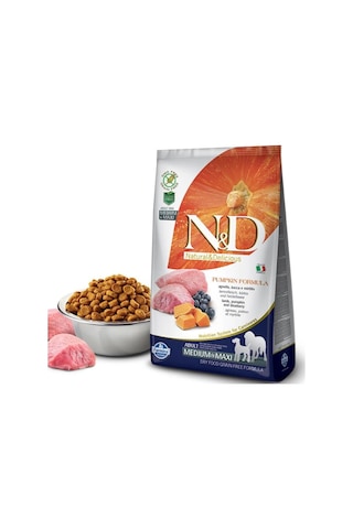 N&D Adult Bal Kabaklı Kuzu Etli ve Yaban Mersinli Tahılsız Orta ve Büyük Irk Yetişkin Köpek Maması 12 KG
