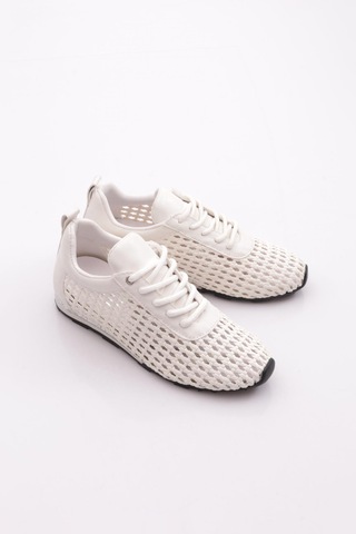 Dgn B0030 Kadin Delikli Casual Ayakkabi Beyaz