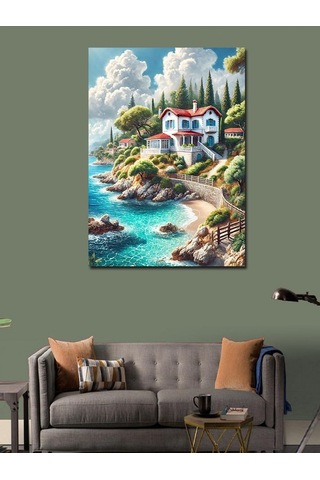 Kanvas Tablo Deniz Kıyısındaki Villa 100cmx140cm