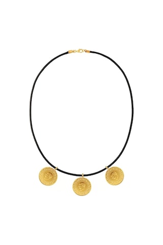 Agakulche 22 Ayar 3 Tam Altın Siyah İpli Kolye