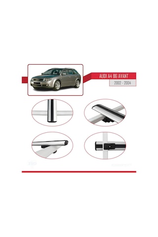 Audi A4 B6 Avant 2002-2004 Arası İle Uyumlu Basic Model Ara Atkı Tavan Barı Gri 3 Adet