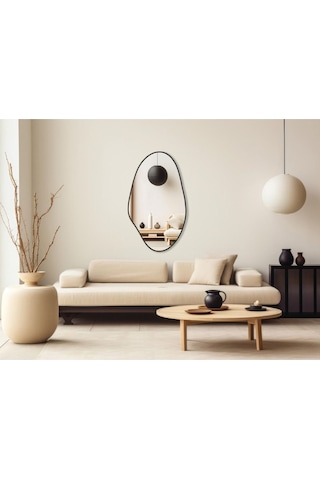 Asimetrik Ayna, Konsol Aynası, Dresuar Aynası, Duvar Aynası 75 X 50 Siyah