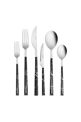 Karaca  Leda Siyah 6 Kişilik 36 Parça Çatal Kaşık Bıçak Takımı