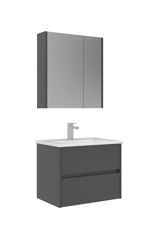 Orka Arno 65 Cm Parlak Antrasit Çekmeceli Banyo Dolabı Alt Modül Lavabo Antrasit