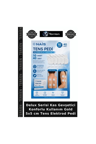 Delux Serisi Kas Gevşetici Konforlu Kullanım Gold 5x5 Cm Tens Elektrod Pedi