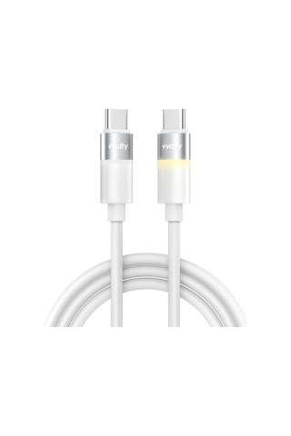 Type C Hızlı Şarj Kablosu Type-c To Type-c, 60w, 480 Mbps, 1.2m, Pd, Led Işıklı Beyaz
