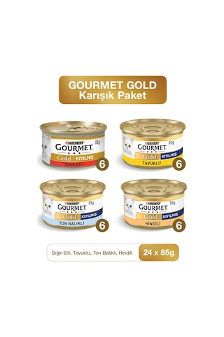 Gourmet Gold Karışık Kıyılmış Konserve Yetişkin Kedi Yaş Maması 24 X 85 G