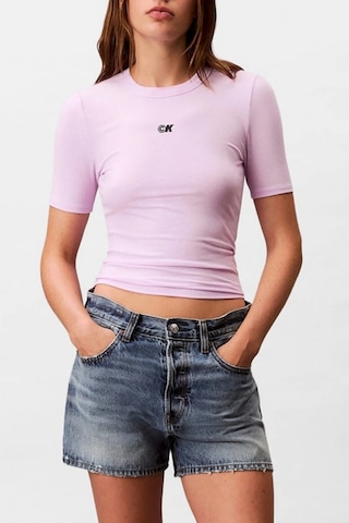 Calvin Klein Jeans Kadın Modal Fitilli Mor T-shirt Lv044c901g-xef Mor