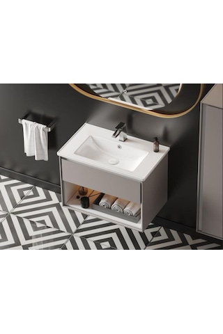 Turkuaz Cerastyle Arte Plus Etajerli Lavabo 75 45 Cm Beyaz