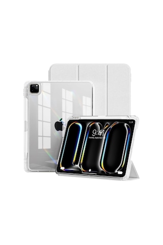 Apple Uyumlu iPad Air 13inç M2 Kılıf Kalem Bölmeli Akrilik Şeffaf Ayrılabilir Case A2898 A2899 A2900 Kılıf