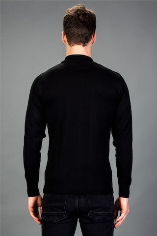 Tudors Slim Fit Dar Kesim Yarım Balıkçı Yaka Düz Erkek Kazak-13373 Siyah