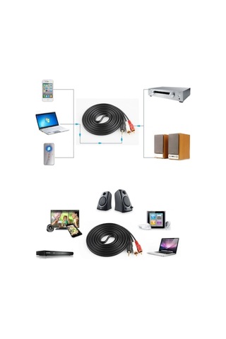 Besthome1 1.5m 3.5mm Erkek Çift Rca Ses Kablosu, Bilgisayar-televizyon-speaker İçin, Saf Bakır Telve, Pvc Kablo, Sinyal Kalite