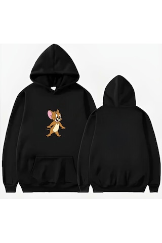 Startmore Jery Basklı Kapüşonlu Sweatshirt Siyah