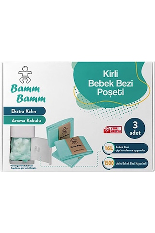 Bamm Bamm 500x3 Adet Kirli Bebek Bezi Kapasiteli Çöp Poşeti Standart