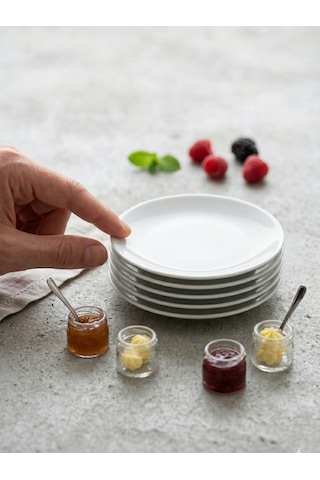 Gürallar 15 Cm Extra Küçük Porselen Kahvaltı Çerez Tatlı Tabağı 6 Adet Beyaz
