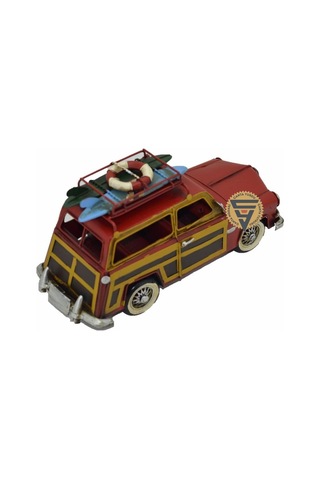 Dekoratif Nostaljik Metal Land Rover Rustik Otomobil Kırmızı