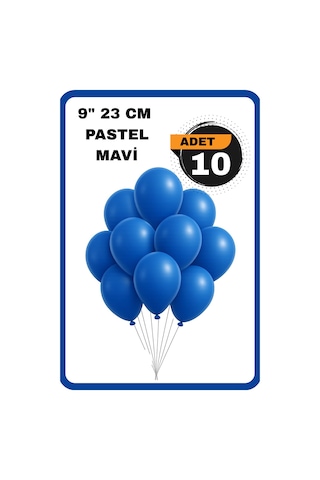 Pastel Balon 9 İnc 23 Cm Helyum Uyumlu 10 Adet Doğum Günü Kutlama Parti Süs Malzemesi Mavi