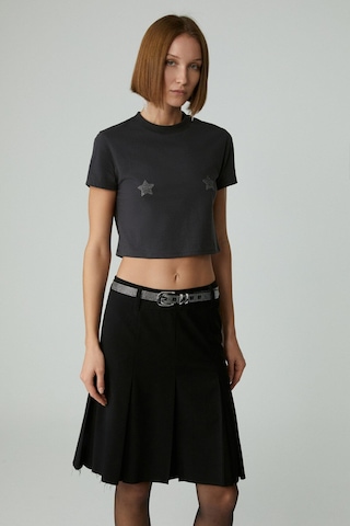 Grımelange Lavıva Kadın Kısa Fermuar Detaylı Siyah Etek Siyah