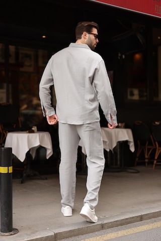 Madmext Boyalı Gri Gömlek Pantolon Erkek İkili Takım E7322 Gri