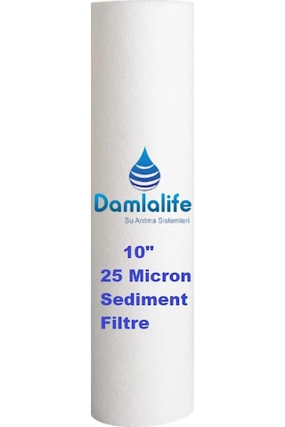Damlalife 10"Inç 25 Micron Sediment Spun Elyaf Filtre 25 Adet