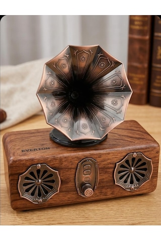 Gramafon Görünüm Ahşap Nostalji Radyo,bluetooth Özellikli, Gramafon Nostaljik Radyo