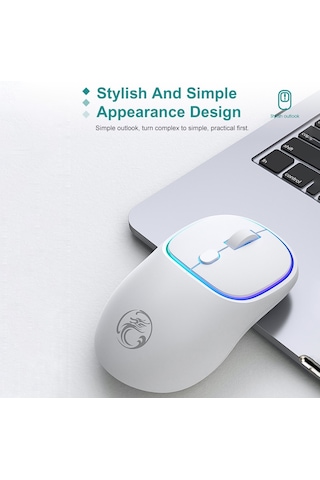 İmıce W-618 Şarj Edilebilir 4 Düğme 1600 Dpı 2.4ghz Bilgisayar Pc Dizüstü Bilgisayar İçin Sessiz Kablosuz Fare Pembe Diğer