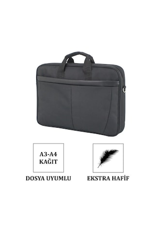 Case Club 2117 Büyük Boy 17,3 Inç Laptop Evrak Çantası Darbe Emici Koruma Su Geçirmez Kumaş Siyah