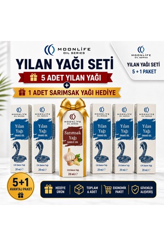 Moonlıfe Yılan Yağı 20 Ml 5 Adet + Sarımsak Yağı Hediye 100 ML