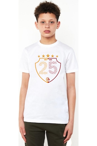 Tshirthane 25 Şampiyonluk Shield Beyaz Çocuk Bisikletyaka Tshirt Beyaz