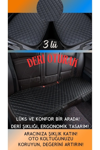 Wolkswagen Passat B8 Uyumlu Şark Serisi 3 Parça Deri Cepli Oto Minder Seti Deri