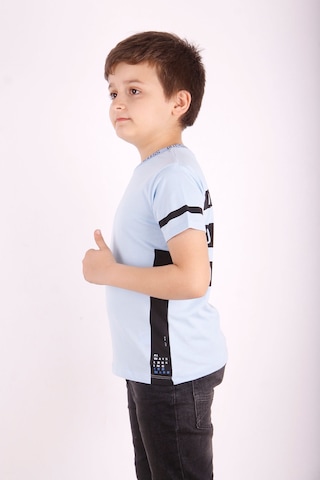 Toontoy Kids Toontoy Erkek Çocuk Yaka Ve Arkası Baskı Detaylı Tişört Mavi