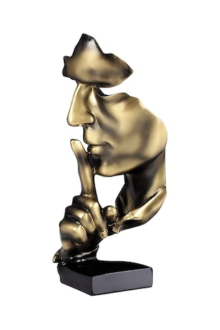 Düşünür Heykeli, Silence Altın Soyut Sanat Heykelcik, Modern Ev Reçine Heykelleri Dekoratif Nesneler Piyano Masaüstü Dekoru Yaratıcı Oda Ev, Ofis Çalışması Altın