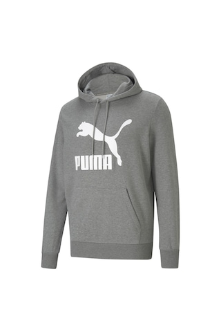 Puma Classics Logo Erkek Kapüşonlu Hoodie - Gri