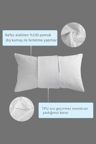 Formeya Pamukkale Alez Su Sıvı Geçirmez Yastık Alezi 2' Li%100 Pamuk 50x70 Açık Indigo