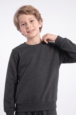 Panios Kids 2'li Erkek Çocuk Düz Bisiklet Yaka Çift Cepli Eşofman Takımı Füme-gri