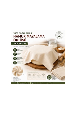 100x100 Cm Ham Pamuk Çok Amaçlı Hamur Dinlendirme Ve Mayalama Bezi Yıkanabilir Doğal Pamuk Örtü 100 %100 Ham Pamuk Bez Ekru
