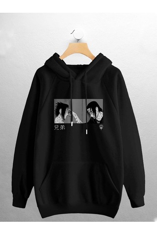 Macklin Unisex Kadın Erkek Uchiha Itachi Naruto Anime Baskılı Sweatshirt Siyah Mck0778 Siyah