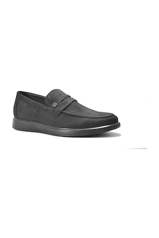 Forex 4042 Hakiki Deri Nubuk Siyah Anatomik Loafer Erkek Ayakkabı Siyah