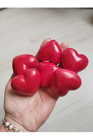 Dafniart 6'lı Set Kırmızı Kalp Şeklinde Çekmece Ve Dolap Kulpu, 4-5 Cm, Vidalı