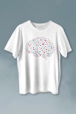 Beyin Silüet Sinir Ağı Yapay Zeka Baskılı Tişört Unisex T-shirt 001