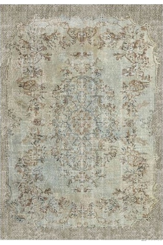 Çam Halı Gloria Td116 Bej Vintage Eskitme Desen Dokuma Saçaklı Kilim